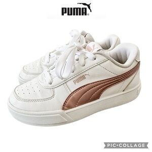Puma Caven AC toddler kids leather white rose gold sneakers shoes size 13